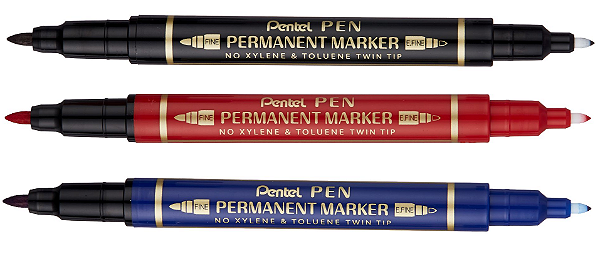 Caneta Marcador Permanente prova de agua Ponta Dupla  PENTEL