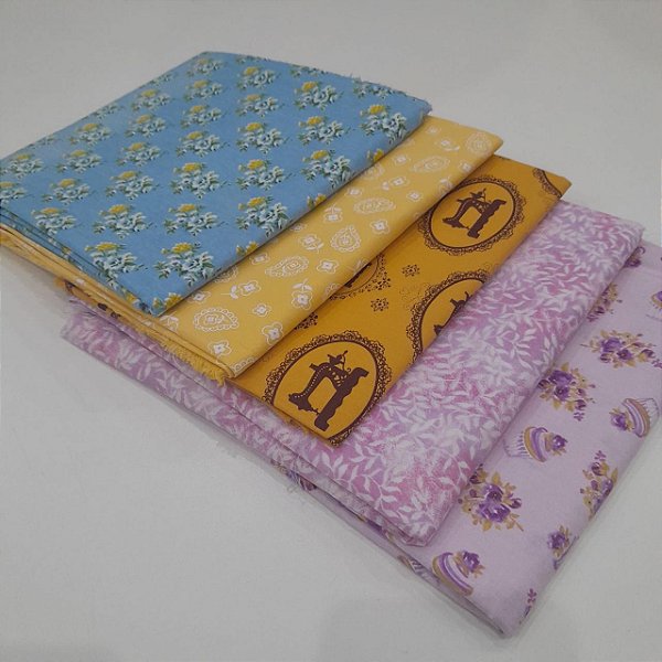 Kit 10 Tecidos Tricoline 50x140cm para Patchwork Artesanato