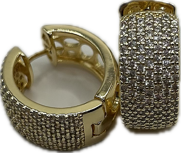 Brinco semijóia Argola Cravejada Zirconia banhado a Ouro
