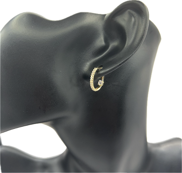Brinco Semijóia Argola Cravejada Zirconia Banhada Ouro