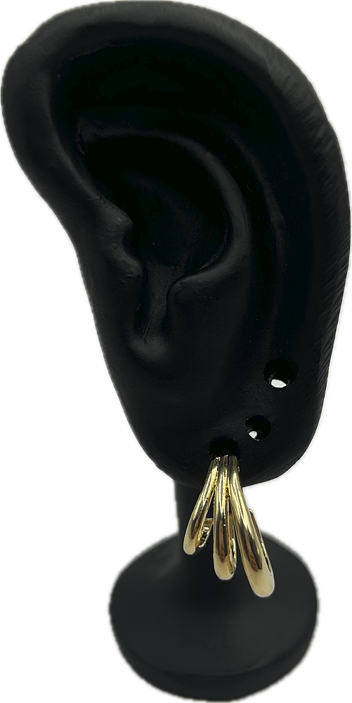 Conjunto Brinco Semijóia Argola 3 voltas Banhada à Ouro