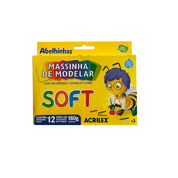 Estojo Massinha de Modelar  Acrilex 12 cores 180 g