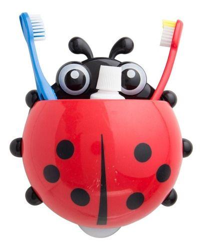 PORTA ESCOVA E PASTA DE DENTE JOANINHA C/ VENTOSA