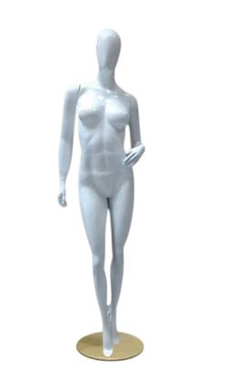 MANEQUIM DE FIBRA FEMININO POSE MAGRA BRAÇO BOLSA BRANCO BRILHO