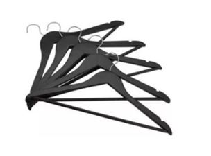 CABIDE DE MADEIRA COM BARRA PRETO E GANCHO CROMADO - PCT C/50