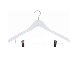 CABIDE DE MADEIRA COM PRESILHA BRANCO E GANCHO CROMADO - PCT C/100