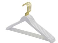 CABIDE DE MADEIRA COM BARRA BRANCO E GANCHO LUXO DOURADO  PCT C/100