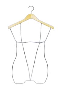 CABIDE DE MADEIRA SILHUETA 3D CROMADO - KIT C/05