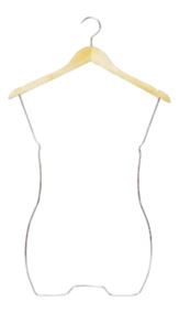 CABIDE DE MADEIRA SILHUETA REDONDO CROMADO - KIT C/05