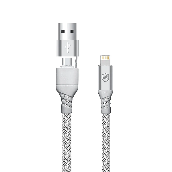 Cabo Thunder 65W 2 em 1 - Tipo C / USB-A / Lightning 1M   - Gshield
