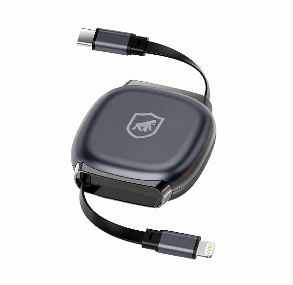 Cabo Retrátil 1 Metro USB-C para Tipo-C / Tipo-C para Lightning Fast Charge em Formato Estojo, Transferência 480Mb/s - Victus - Gshield