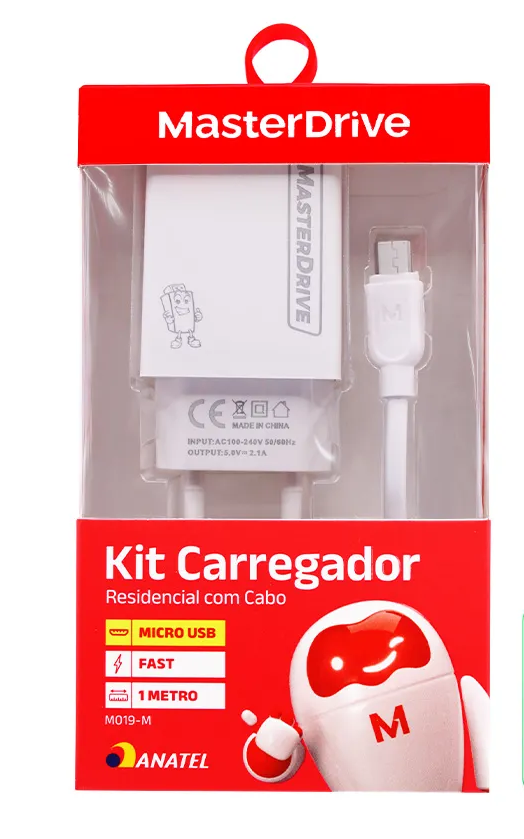 Kit Carregador M019-m Masterdrive Micro-usb 5v 2.1a