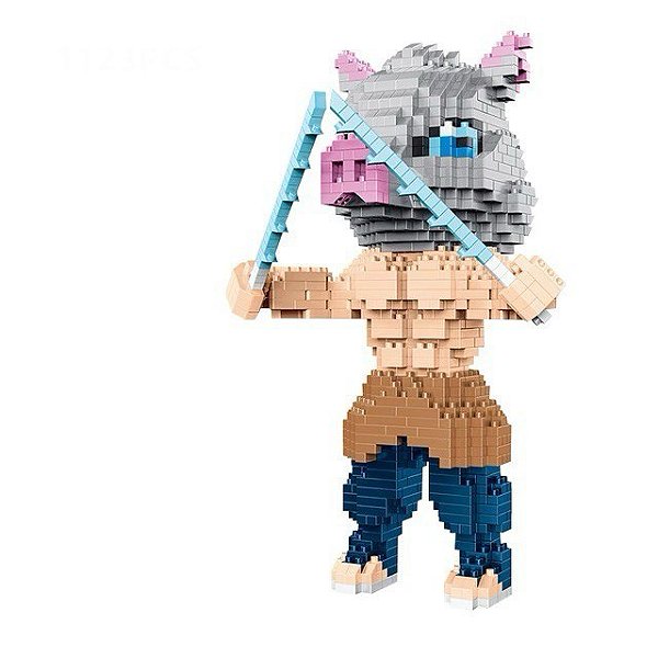 Figure Inosuke Hashibira Demon Slayer - Mini Blocos de Montar