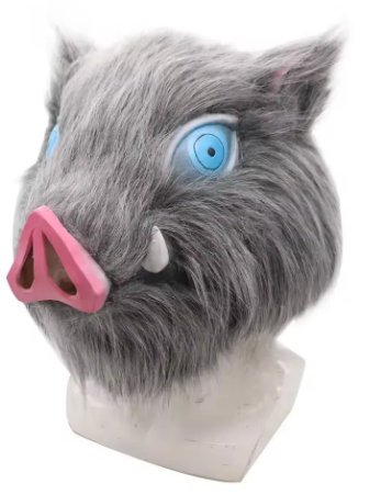 Máscara Inosuke Hashibira Demon Slayer com Pelo - Cosplay