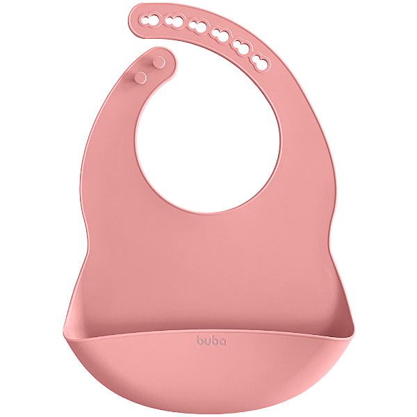 Babador em Silicone com Pega-Migalhas - Rosa