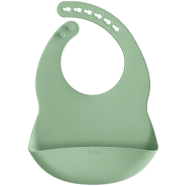 Babador em Silicone com Pega-Migalhas - Verde