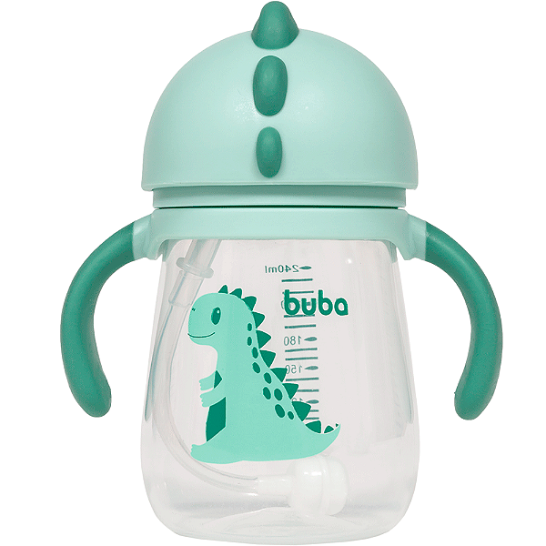 Copo com Dispositivo Canudo Dino - Verde