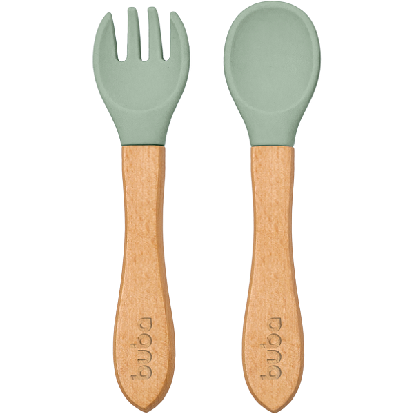 Kit Talheres em Silicone e Bambu - Verde