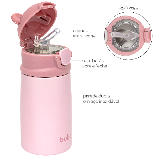 Copo Termico Parede Dupla Ursinho - Rosa