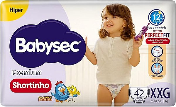 Fralda XXG Babysec Shortinho Hiper com 42 unidades