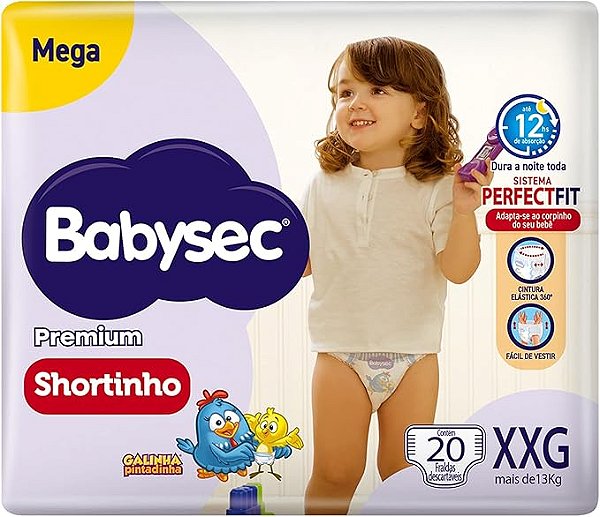 Fralda XXG Babysec Shortinho Mega com 20 unidades
