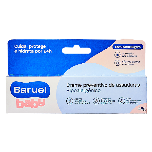 Creme Preventivo de Assaduras com Oleo de Amendoas, 45g - Baruel Baby