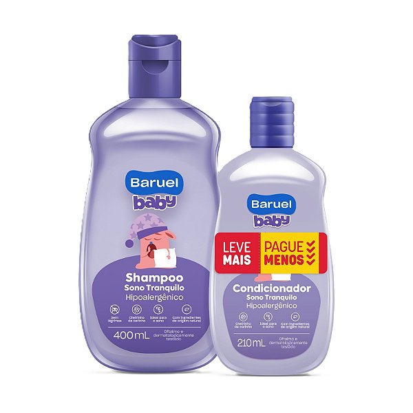 Kit Shampoo 400ml + Condicionador 210ml, Sono Tranquilo - Baruel Baby