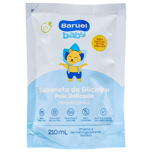 Refil Sabonete Liquido Pele Delicada, 210ml - Baruel Baby