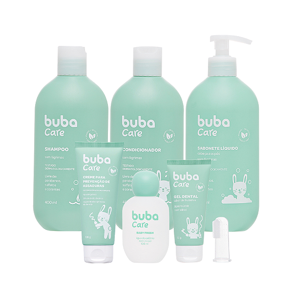 Kit Buba Care Completo 400ml – Banho, Cuidado e Proteção do Bebê (6 Itens)