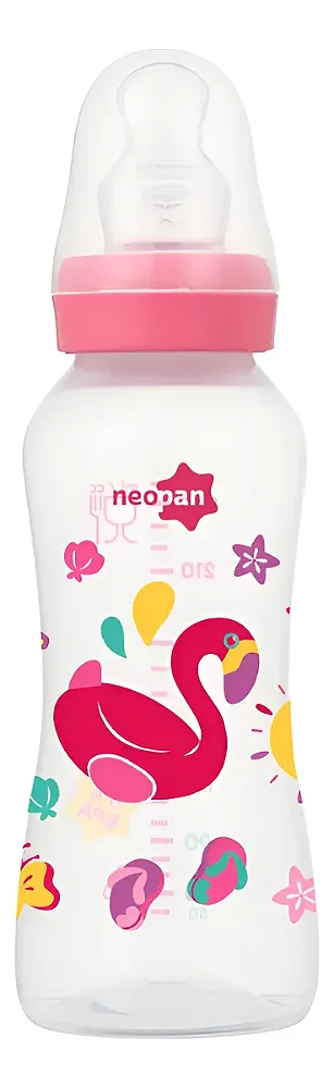 Mamadeira Decorada, 250ml, Rosa - Neopan