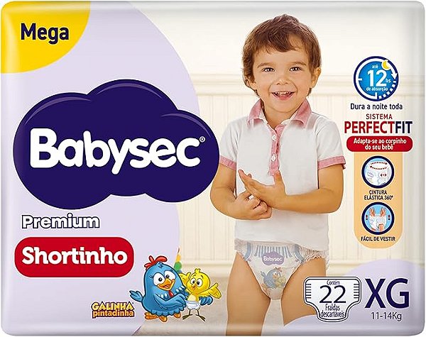 Fralda XG Babysec Shortinho Premium Mega com 22 unidades