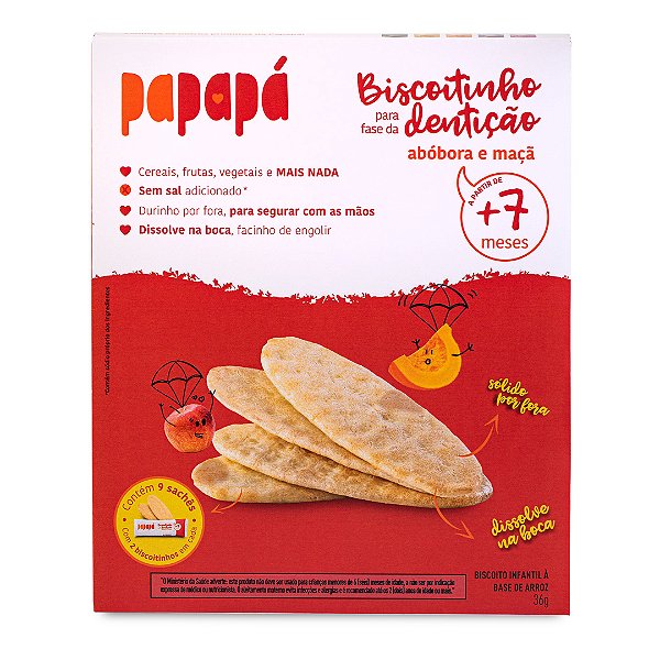 Biscoitinho para fase da Dentição, Abóbora e Maçã, 36g - Papapá