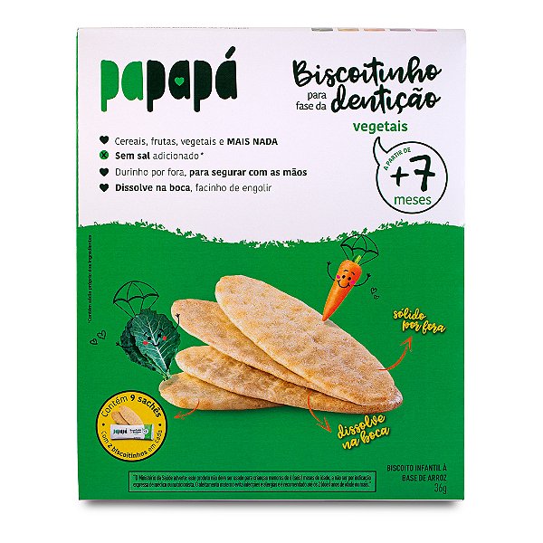 Biscoitinho para fase da Dentição, Vegetais, 36g - Papapá
