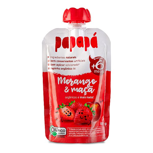 Papinha Orgânica, Maçã e Morango, 100g - Papapá