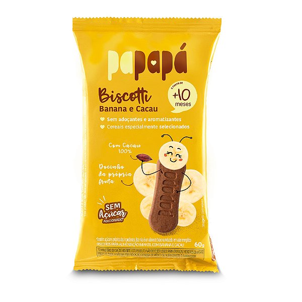 Biscoito Infantil Biscotti: Banana e Cacau, 60g - Papapá