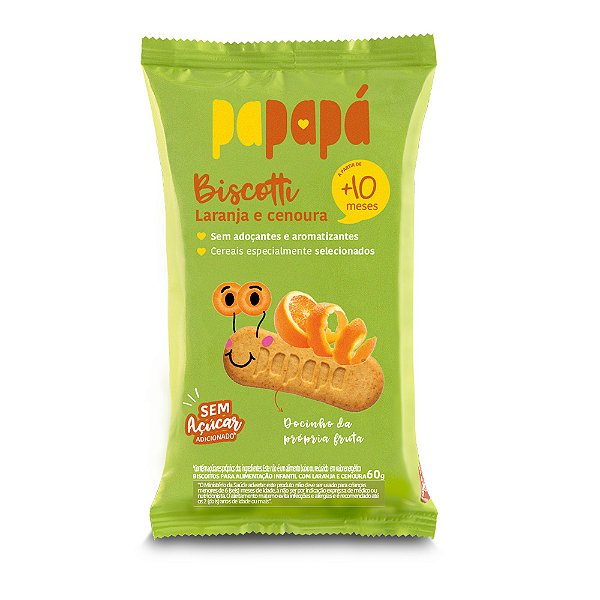 Biscoito Infantil Biscotti: Laranja e Cenoura, 60g - Papapá