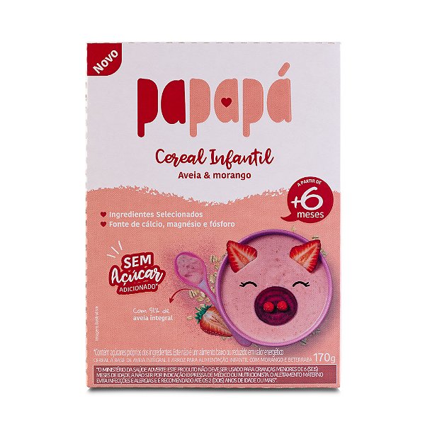 Cereal Infantil: Aveia, Morango e Beterraba, Caixa, 170g - Papapá