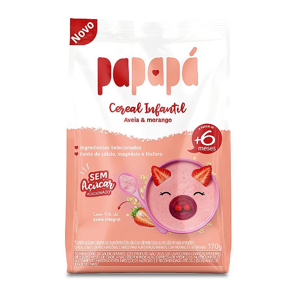 Cereal Infantil: Aveia, Morango e Beterraba, Pouch, 170g - Papapá