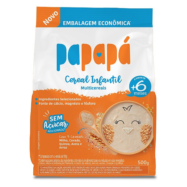 Cereal Infantil: Multicereais, Pouch, 500g - Papapá