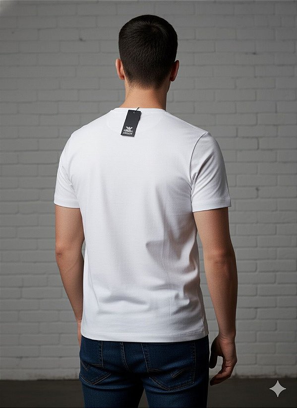 Camiseta Masculina Gold Edition – Malha Egípcia Branca