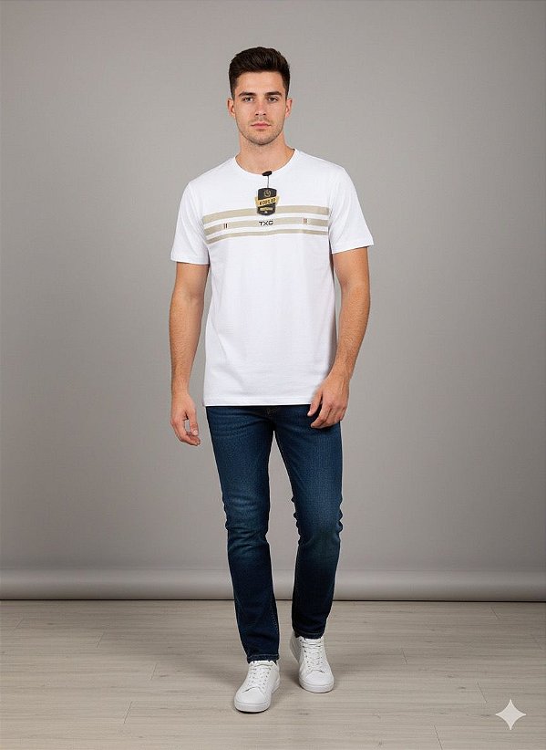 Camiseta Masculina TXC Listras Malha Egípcia Premium