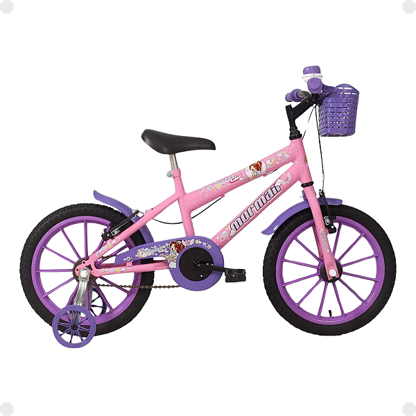 Bicicleta Mormaii Aro 16 Sweet Girl c/ Cesta V-Brake  Rosa
