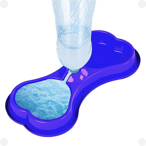 Comedouro Duplo Osso 400G/400Ml Pet Injet - Azul