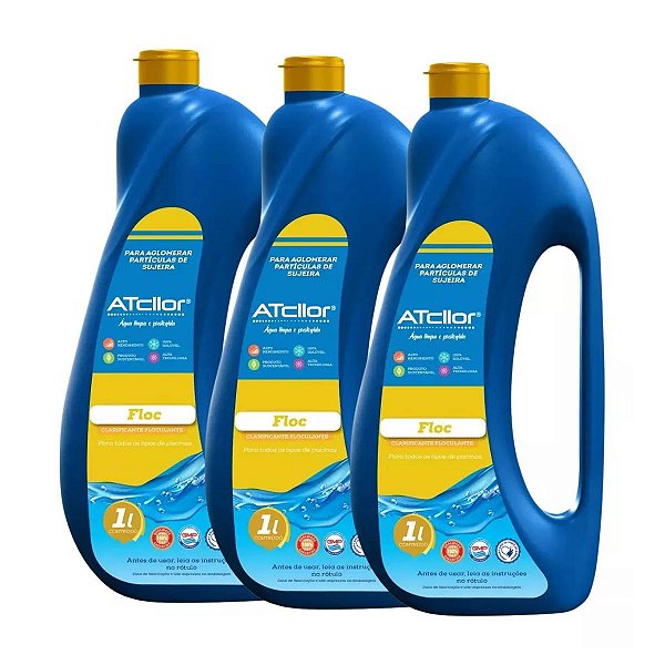 Kit C/ 3 Clarificante Floc Para Piscina Atcllor 1 L