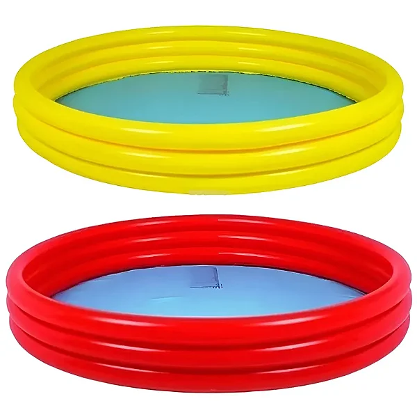 Piscina Infanil 3 Anéis 122cmX25cm Vermelho ou Amarelo