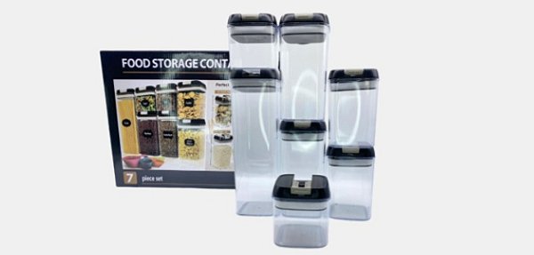 Conjunto 7 Potes Organizadores Mantimentos Hermético