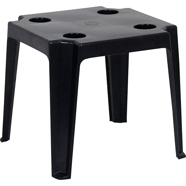 MESA PLASTICA DE APOIO COM PORTA-COPOS 46 X 46 X 43 CM PRETA