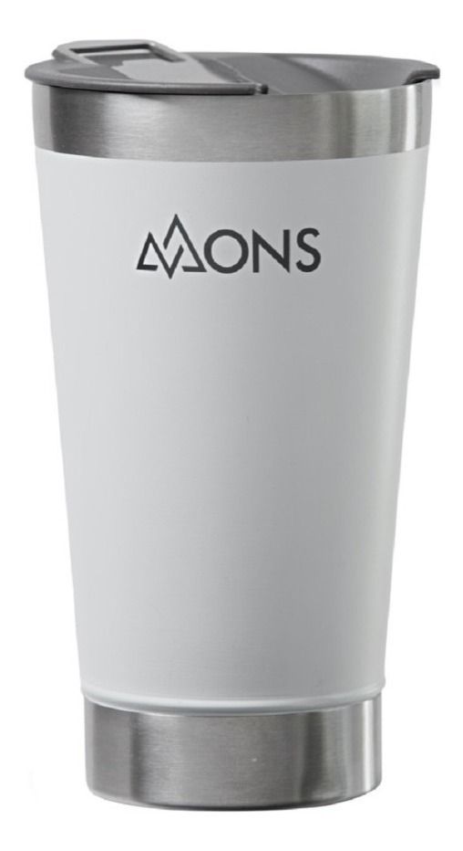 Copo Termico Mons Em Aco Inox Com Tampa - 473Ml - Branco