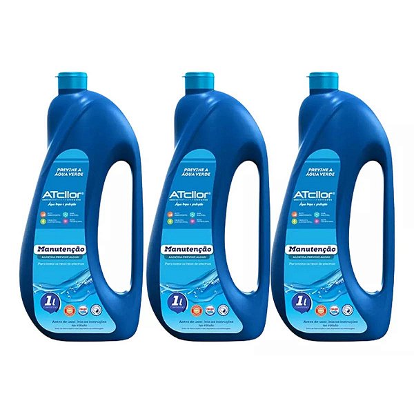 Kit C/ 3 Algicida De Manutenção Previne Algas Atcllor 1 L