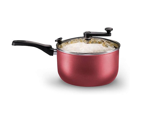 Pipoqueira MTA Versátil Tampa de Vidro 3,6L  Antiaderente Cereja
